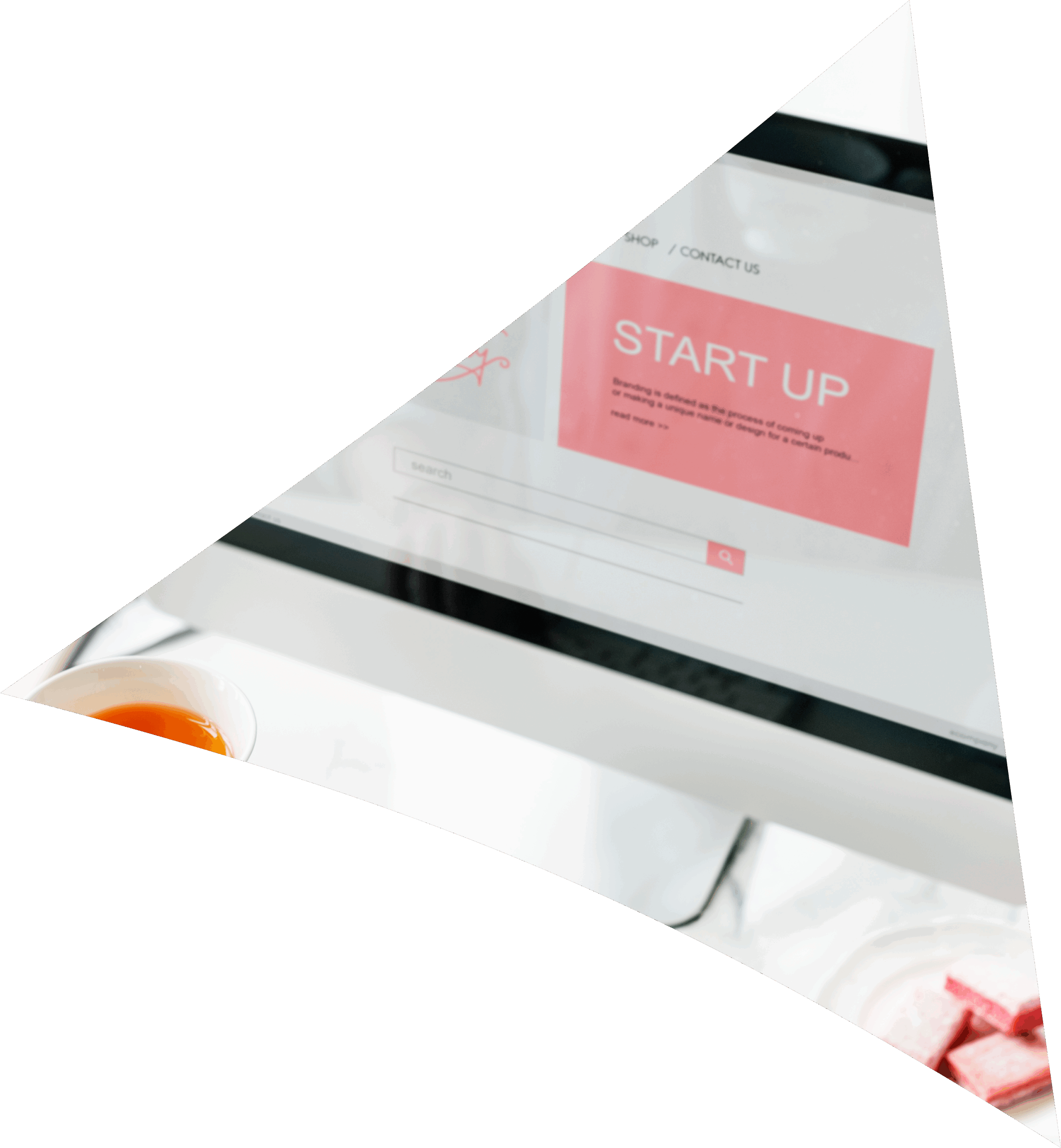 Ein Bildschirm, auf dem die Webseite eines Startups gezeigt wird